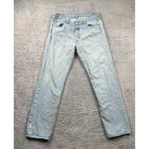 Levis 501 Jeans Light Wash Denim Button Fly Men Size 36x34 Distressed